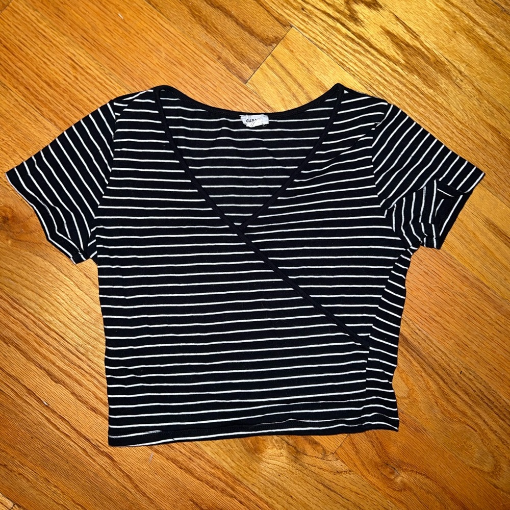 Garage Crossover Striped Crop Tee